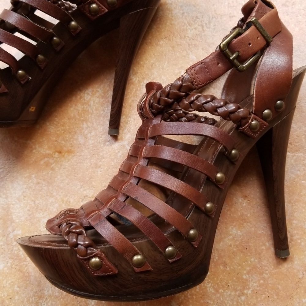 Jessica Simpson brown shoes sz 8B heel - Picture 5 of 7